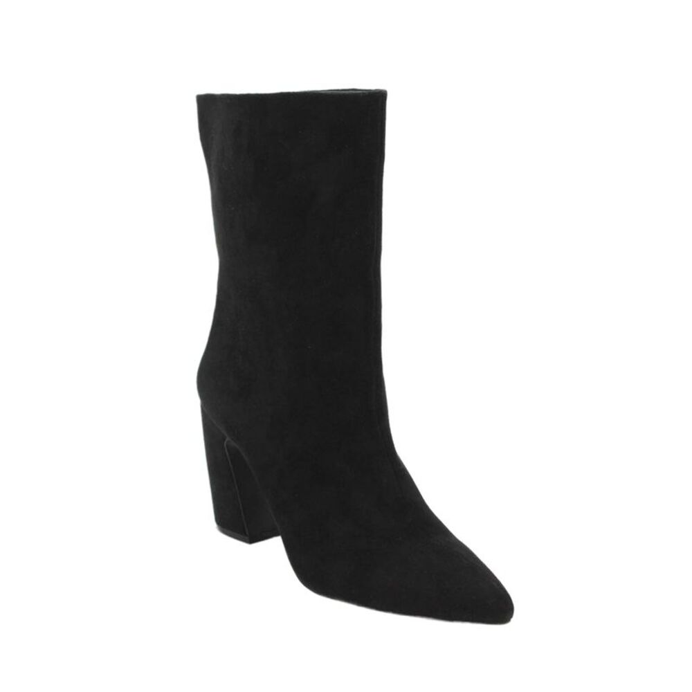 Steven Womens Suede Pointed Toe Mid Calf Heeled Boots Black Size 9